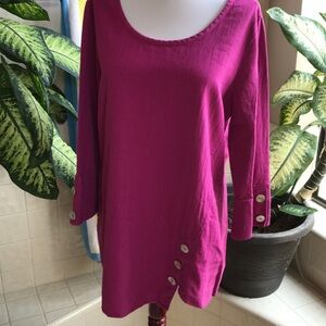 Soft Surroundings raspberry 3/4 sleeve top